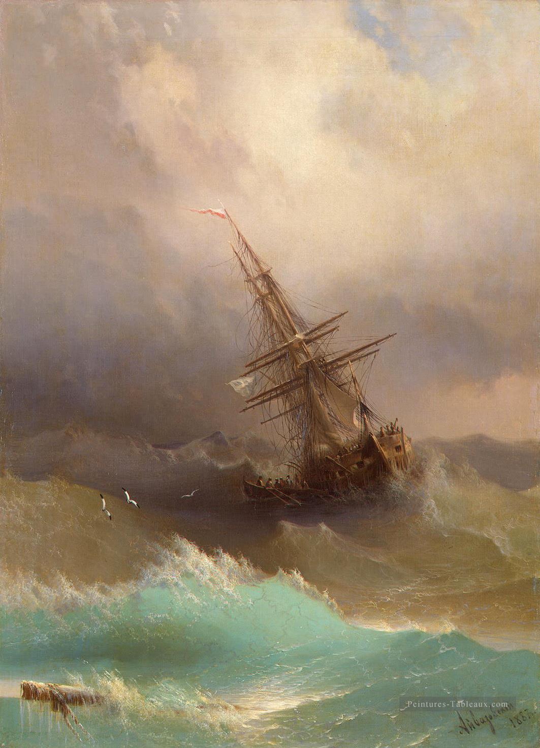 Ivan Aivazovsky embarque dans la mer orageuse Vagues de l’océan Peintures à l'huile